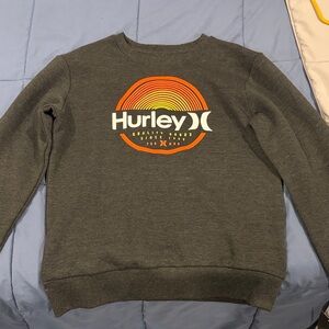 Hurley Dark Gray Crewneck Sweater with Orange Logo
